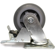 5 inch heavy duty plate mute TPR casters with brake